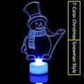 Luminous LED 3D acrylic Christmas snowman night light with colorful glowing base - Acrylic Christmas Snowman