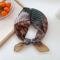Vintage paisley print silk scarf in earthy brown and green tones for women - Cotton Dot Paisley Yellow Edge