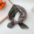 Breathable cotton linen scarf with vintage paisley pattern in olive and lavender colors - Cotton Vine Flower Green