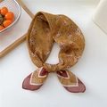 Ginger yellow floral square neck scarf with vintage print and contrast border - Style 10D Layered Flower Yellow