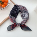 Breathable cotton linen scarf with red and black paisley print in a knotted circle - Cotton Vine Flower Black