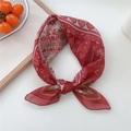 Red paisley print chiffon scarf with vintage ethnic pattern and lightweight texture - Cotton Vine Flower Red