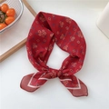 Elegant red floral square silk scarf with blue patterns on white background - Style 13D Layered Flower Red