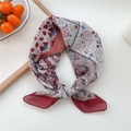 Soft cotton-linen square scarf with vintage paisley floral print in red and blue tones - Cotton French Floral Red Edge