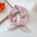 Pink polka dot cotton-linen feel neckerchief with decorative knot for summer styling - Star Dot Pink