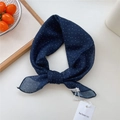 Dark blue polka dot cotton-linen feel scarf in a stylish knot design for women - Star Dot Navy