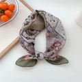Floral print cotton linen square scarf in olive green and burgundy bohemian style - Cotton French Floral Green Edge
