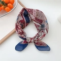 Breathable cotton scarf with vintage floral patterns in burgundy and navy blue tones - Cotton Rich Flower Strip Navy