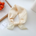 Polka dot cotton-linen blend square scarf in cream and yellow for women's hair styling - Star Dot Yellow