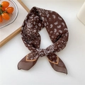 Brown square silk scarf with white paisley patterns and decorative yellow edges - 67x67cm / 19D Six Petal Paisley Brown