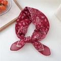 Red cashew pattern square scarf tied in a bow with floral print for women fashion - 67x67cm / 22D Six Petal Paisley Red