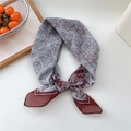 Chic 70cm silk scarf with vintage paisley pattern in grey and deep burgundy wine red - Style 22D Paisley Brick Red Edge