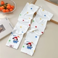 Detail of white cooling arm sleeves with colorful dots and cute cartoon dog illustration - Colored Sugar Dots Hat Dog (05 Pink Label)