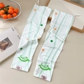 Detail of white cooling arm sleeves with green Smile print and soft elastic ice silk fabric - Smile Green (12 Pink Label)