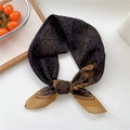 Vintage dark brown silk scarf with gold paisley pattern and elegant dotted details - Style 25D Paisley Yellow Edge
