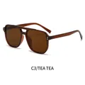 Lunettes de soleil carrées vintage à double pont avec monture et verres marron thé - Monture Thé Verres Thé