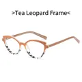 Montature per occhiali gatto TR90 leopardate tè per donna con lenti anti-luce blu eleganti - Montatura Leopardo Tè
