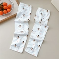Close-up of white sun protection ice sleeves with cartoon dachshund and heart patterns - 01 Corgi with Heart Hat