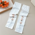 Detail of white ice silk sleeves featuring cute cartoon animal prints and gray polka dots - 02 Dog Rabbit Bear