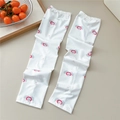 Close-up of cooling ice silk sun sleeves with cute cartoon rabbit print and elastic cuffs - 08 Big Ear Rabbit