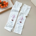 Detail of white cooling arm sleeves with hot air balloon print and smooth ice silk texture - 09 Hot Air Balloon Cloud