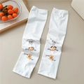 Detail of white cooling sleeves with cute cartoon animal prints and elastic cuffs - 17 Koala Dog Bear