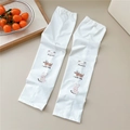 Detail of white cooling arm sleeves with cute cartoon puppy and rabbit prints - 18 Dachshund Dog Rabbit