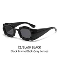 Gafas de sol Y2K forma de calabaza con montura negra ondulada y lentes grises - Montura Negra Lentes Gris Negro