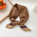 Foulard di seta retrò 70 con motivo geometrico a rombi marroni per uomo e donna - 04D Griglia a Quadrifoglio Arancio Giallo