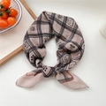 Foulard vintage à carreaux marron clair avec motifs de lapin et d'ours de dessin animé - 15D Carreaux Ours Beige