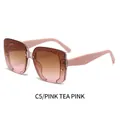 Square pink glitter frame sunglasses with pink gradient lenses in C5 color variant - Pink Frame Tea Pink Lens (C5)