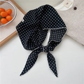 Sciarpa a triangolo vintage nera a pois con pizzo bianco e stile a fiocco retrò - Nero a Pois Bianchi (03nice Pois Nero)