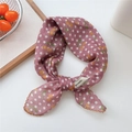 Foulard in cotone e lino rosa con pois bianchi e dolci motivi a ciliegia - Ciliegia Rosa A Pois