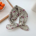 Elastico per capelli in lino di cotone con stampa a ciliegia e pois grigio kaki - Ciliegia Cachi A Pois