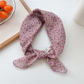 Floral print cotton-feel neck scarf in dusty rose with purple flowers and explore label - Pink Ground Small Grass Flower