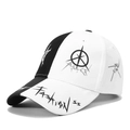 Casquette de baseball graffiti avec design bicolore noir et blanc et style de rue tendance - Réglable / Noir et Blanc