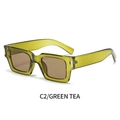 Gafas de sol retro con montura verde oliva transparente y lentes de color té - Montura Verde Oliva Lente Té