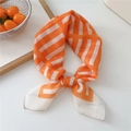 Chic 58cm orange and white geometric striped cotton linen scarf accessory - Orange Stripes (55B)