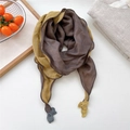 Bufanda de lino y algodón amarillo mostaza y topo con cierres retro decorativos - Empalme Amarillo y Gris (Hoja Redonda)