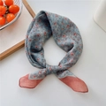 Light blue floral neckerchief with orange edge detail used as a fashion headband - 56*56CM / White Winter Jasmine Blue