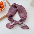 Polka dot paisley scarf in deep burgundy color tied in a stylish knot on white table - Wine Red Paisley Frame Style (01)
