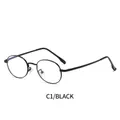 Montura de gafas ovalada retro de metal negro con filtro de luz azul para hombre y mujer - Marco Negro