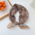 Vintage coffee brown paisley print silk scarf with stylish striped border detail - Yellow Paisley Frame Style (02)