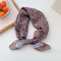 Retro paisley print square neck scarf in brown red with classic bohemian silk texture - Brown Paisley Frame Style (03)