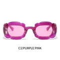 Gafas de sol Y2K con montura morada ondulada y lentes rosa de estilo retro chic - Montura Púrpura Lente Rosa