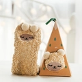 Cozy cartoon sheep coral fleece socks with triangle gift box for kids in beige - Little Sheep