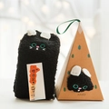 Calze di pile di corallo gatto nero con confezione regalo a forma di piramide - Donne Adulte con Scatola / Gatto Nero