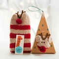 Christmas reindeer fuzzy socks with striped patterns and cute gift box set - Striped Fawn