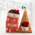Pink polka dot coral fleece socks with 3D bow in a mountain shaped gift box - Pink Little Girl