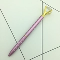 Penna a sfera in metallo a pois rosa con grande cristallo di diamante e dettagli dorati - Viola Chiaro a Pois